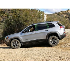 Rvinyl Pillar Post Pre Cut Window Trim Kits in Aluminum Brushed Black Compatible with Jeep Cherokee 2014-2023 - Adhesive Backs