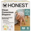 The Honest Company Clean Conscious Diapers for Delicate Skin | Up to 100% Leakproof | Hypoallergenic, Fragrance Free | Gender Neutral | Super Club Box, Size 6 (35+ lbs), 68 Count (Prints May Vary)