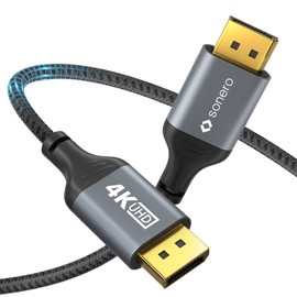 Sonero® 4K DisplayPort-Kabel 1.2, DisplayPort Stecker auf DisplayPort Stecker, 4K 60Hz, 2K 144Hz, Baumwollmantel, grau/schwarz, 2,00 Meter