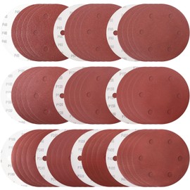 9 Inch 6 Hole 50 Pieces Sanding Disc, GOH DODD 40-400 Grit Hook and Loop Sandpaper Aluminum Oxide Sanding Pads Sand Paper for Drywall Sander Wood Metal Glass Plastic Leather Rubber