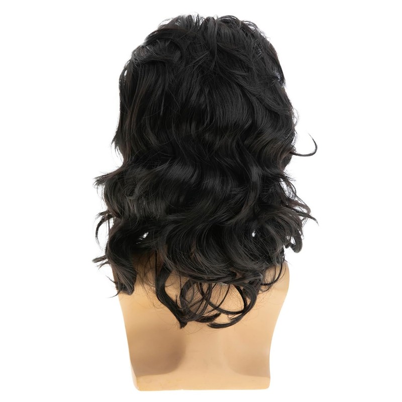 Long Wavy Black Wigs for Men Natural Layered Rocker Style