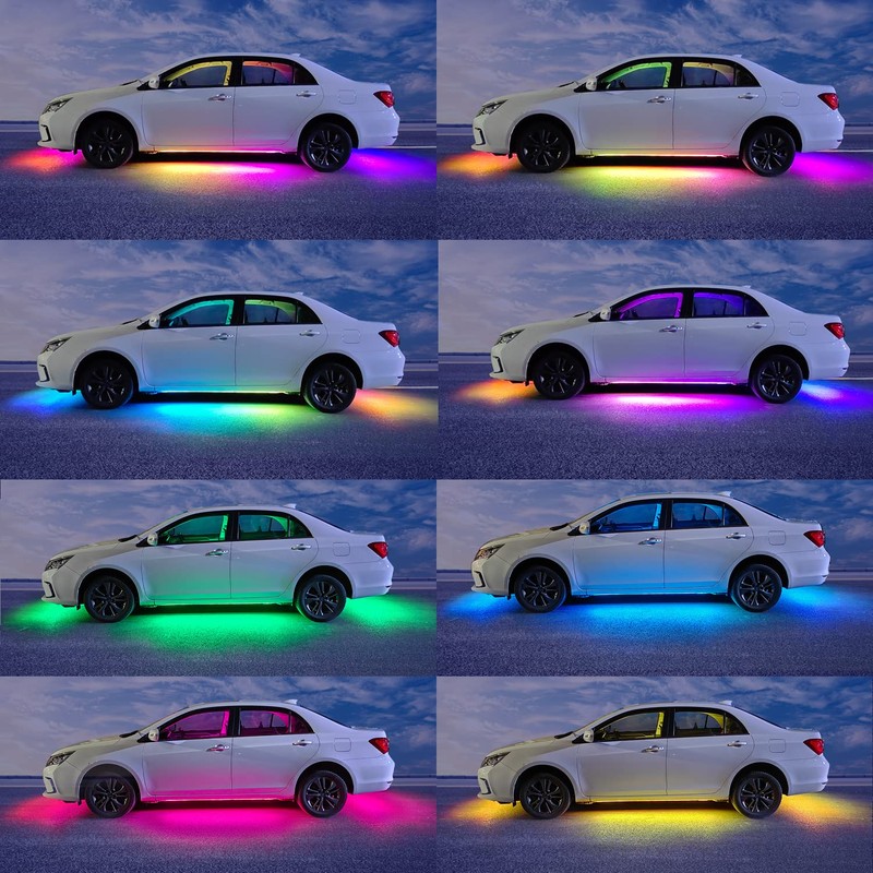 ‌Glowlendra RGB-IC Smart Underglow Lights Kit for Cars, 6Pcs Waterproof