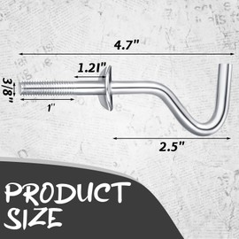 Gisafai 4 Packs Hammock Hooks Zinc Heavy Duty Replacement Hooks 3/8 Inch Portable Hammock Hooks Fit Column Diameters of 1-1/4 to 2 Inches on Hammock Stand Hammock Accessories (Silver)
