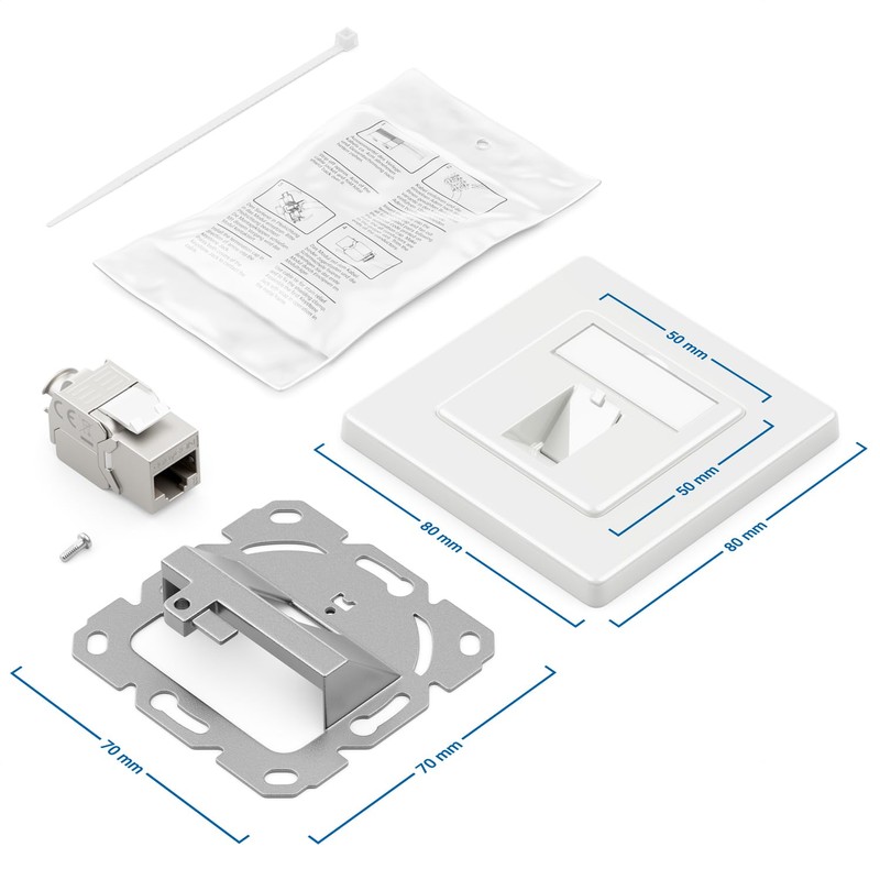deleyCON CAT8 Network Socket Flush-Mounted RJ45 Keystone 40 Gbps, 1