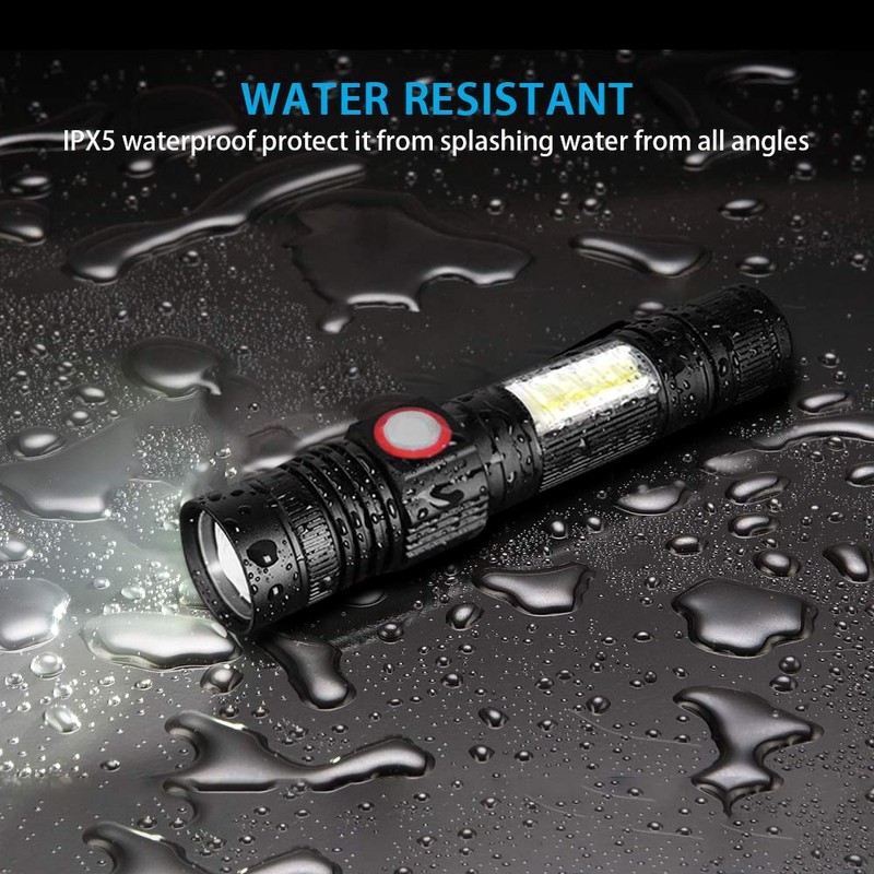 Vnina Rechargeable Tactical Flashlight, USB Magnetic Flashlights with COB Flash