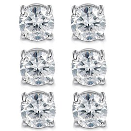 Non-perforated magnetic earrings, men's and women's shiny round fake diamond earrings, no perforated ears, anti-allergic, (6mm/8mm) - Color: silvery 2（8mm）