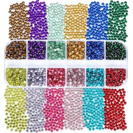 4968Pcs Colorful Flatback Rhinestones for Bedazzling, 1.5-4mm White AB Small Rhinestones Kit, Flat Back Glass Crystals Gems Diamonds for Crafts, Clothes and Nail Art(Mixed+White&White AB)