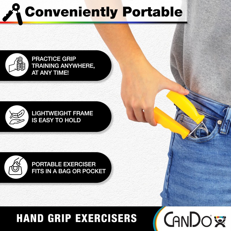 CanDo Hand Grip Exerciser Pair - Red, Light - 6