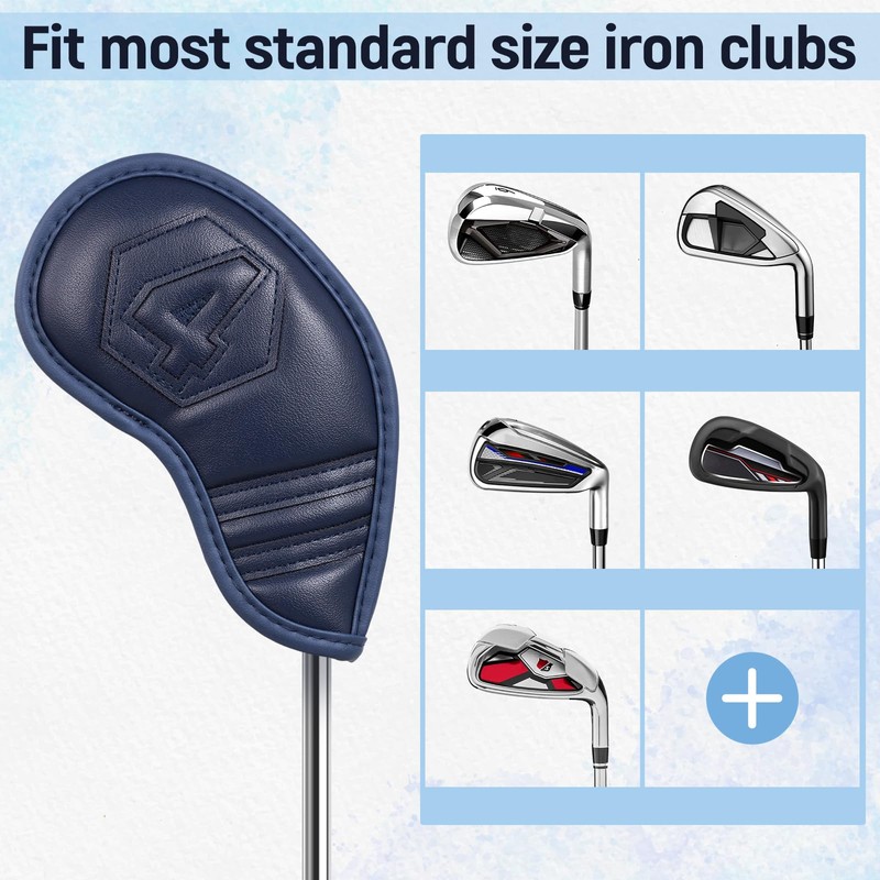 Golf Iron Club Head Covers Magnetic 10pcs 4-9,P,A,S,L Right Hand