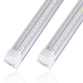 SUERCAI.YO LED Shop Light 4FT, 50W 7000lm Super Bright 6500K, Clear Cover, V-Shape, T8 LED Fixture, Linkable Shop Lights for Garage, Workbench, Workshop, Plug and Play (2 Pack)