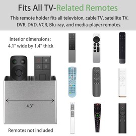 Remote Control Holder Wall Mount, IFCASE 2 Sockets Universal Aluminum Bed, Table, Wall Mount for Phone, TV, Roku, Fan Remote Control with Adhesive (Silver)