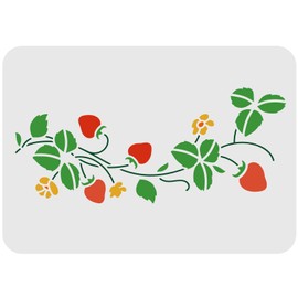 FINGERINSPIRE Strawberry Border Stencil - 11.7x8.3inch Reusable Vines & Flower Stencils for Wall, Furniture, Wood, Spring Home Decor
