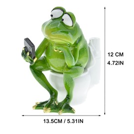 Divertida figura de rana sentada en el inodoro, estatua de rana, escultura de rana, pensador, mascota, ranas, animales, manualidades de resina para hogar, oficina, baño, jardín, decoración al aire