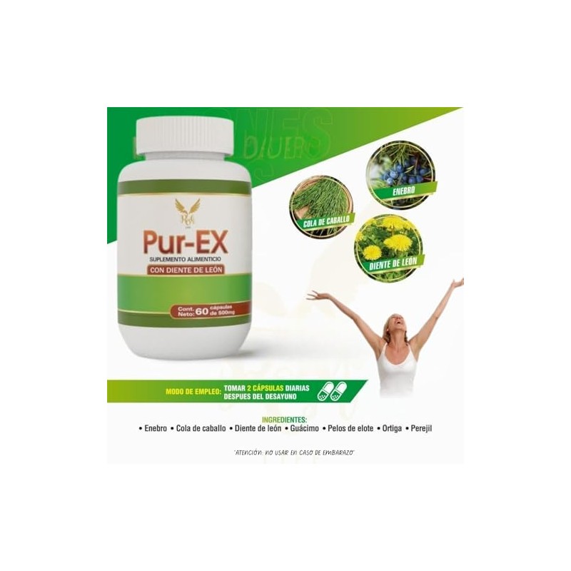 Suplemento Riñones Pur Natural Diente León Bienestar Intestinal Formula 100