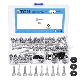DTGN 45Pcs #12x1" Hex Washer Head Self Drilling Screws with M5.5x19mm EPDM Washer Kit - 410 Stainless Steel Self Tapping Sheet Metal Screw Assortment - Good for Metal