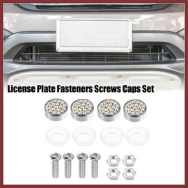 HEROFFIX 1 Set Bling Car License Plate Fasteners Screws Caps Covers Multicolor Universal Rhinestone License Plate Bolt Cap Plastic Washer Replace Parts