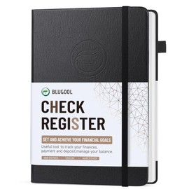 Check Registers for Personal Checkbook, Blugool Checkbook Register with Check & Transaction Registers, Accounting Ledger Log Book for Personal and Work, 5.8" x 8.3" (Black)