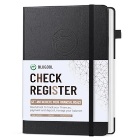 Check Registers for Personal Checkbook, Blugool Checkbook Register with Check & Transaction Registers, Accounting Ledger Log Book for Personal and Work, 5.8" x 8.3" (Black)