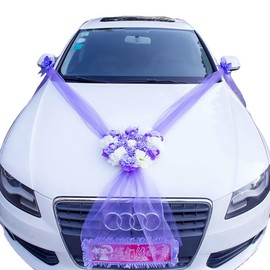 Wisafory Car Decoration Wedding Heart Shaped Rose Car Garland Romantic Bride Couple Wedding Car Decoration Car Flower Decoration for Wedding Celebration Valentine's Day Party Bridal Car Decoration