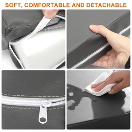 KBIBCK Sitzerhöhung Stuhl Kind, Sitzerhöhung Sitzkissen Kinder, PU Waschbar Zerlegbar, Esszimmerstuhl Erhöhen Pad mit 2 Sicherheitsschnalle Gurt, Rutschfeste Stuhlerhöhung Kinder, 32x32x8 cm (Grau)