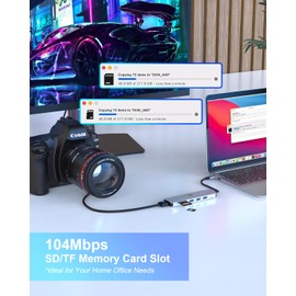 6-in-1 USB C Hub SUTOUG Docking Station with 4K HDMI Adapter, USB 3.0/2.0 Ports, SD/TF Card Reader, Dual Monitor Type C Multiport Adapter Docking Station for Surface Pro