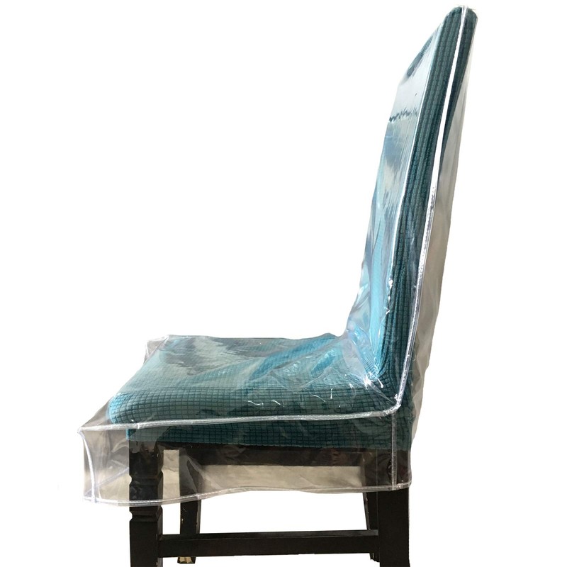 Swanna Plastic Dining Chair Covers with Backrests,Clear PVC Seat Chair