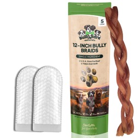 Bully Bark 12” Bully Braid for Small & Medium Dogs – 100% Natural, Grass-Fed Beef Chews, 5 Count, Dog Chew Sticks – Fully Digestible, Rawhide - Free Treats