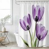 Purple Tulips Shower Curtain Set with Hook 72"x72",Spring Floral Botanical