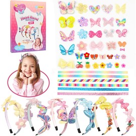 Butterfly Headband Making Kit, DIY Fun Hairbands & Hair Accessories Set for Girls, Make Your Own Unique Art Headbands, Girls Birthday Present