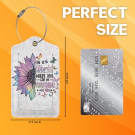 2 Pack Be Kind Luggage Tag for Suitcases, Colorful Sunflower Butterfly Leather Luggage Tag Privacy Cover ID Label for Women Men Travel