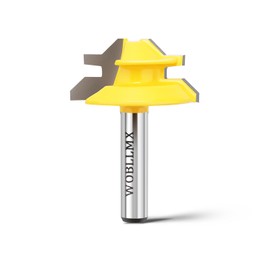 WOBLLMX 45 Degree Gluing Milling Cutter Mitre Milling Cutter 8 mm Shank, 15.8 mm Cutting Height, 45° Lock Miter Router Bit Woodworking Cutting Tool for Engraving Machine Trimming Machine (1 Piece)
