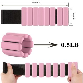 Adjustable wrist and ankle weight 2(1 lb), wearable wrist bracelet, Yoga, dance, Pali, Pilates, exercises, cardio, cardio, Take a walk（PINK）