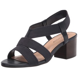 Bella Vita Women's Block Heel Sandal Heeled, Navy Textured Gore, 9.5