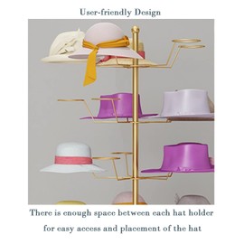 FWTXZTER Metal Hat Rack, Retail Freestanding Hat Wig Display Stand, Floor-Standing Hats Wigs Holder Tree, Commercial Large Hats Organizer Cap Hanger for Hat Store Shop and Cloakroom