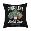 Succulent Social Club Funny Cactus Gardening Plants Throw Pillow