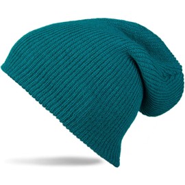 styleBREAKER beanie, slouch, long knitted hat, double knitted 04024004, color:petrol