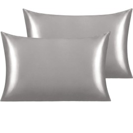 NTBAY Silk Satin Pillowcases Satin Pillowcase for Hair and Skin Pack of 2 with Envelope Closure 50 x 75 cm Dark Grey