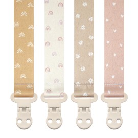 Stadela Baby Pacifier Clip Leash Soothie Holder for Girl 4 Pack Gift Set Universal Fit