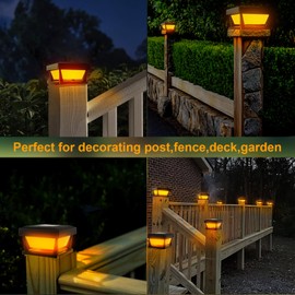 CREATESTAR 4x4 Solar Post Cap Lights 8 Pack, Waterproof Fence Post Solar Lights fit Vinyl Wooden Mailbox Posts, Deck Solar Post Lights Outdoor for Patio Porch Decor