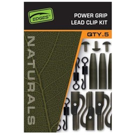 Fox Edges Naturals Power Grip Lead Clip Kit - Accessories for Carp Leads, Fishing Clips for Mounting Fishing Leads for Carp Fishing, Lead Clips