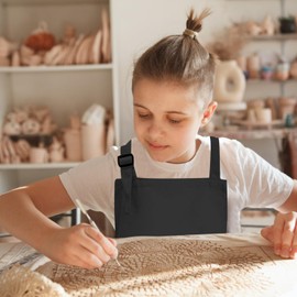 REBECASKYENS 2 PCS Black Kids Apron Kids Chef Apron Toddler Kitchen Cooking Garden Bib For Baking Craft Painting Bbq