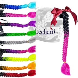 Lecherri Girls Braids Ponytail Extension with Suction Cup for Helmet 1PC Helmet Accessories Helmet Hair with Bowknot Helmet Pigtails for Motorcycle Bicycle Ski Helmet 22inch(Helmet Not Included)