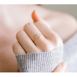 Cutesmile Fashion Jewelry Vintage Ring Gold Engagement Ring Diamond Wedding Ring 14k Gold Milgrain Band for Women Girls (6)