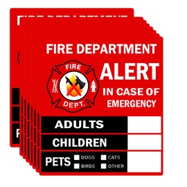 Emergency Alert People and Pet Finder Sticker/Decal - Adults, Children and Pets, 4X4.5 inch Fire Department and Rescue Safety Alert Decal for Window and Door Application (8 Pack)