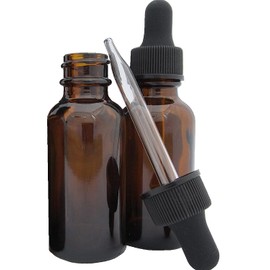 DropperStop DropperStop 1oz Amber Glass Dropper Bottles (30mL) with Tapered Glass Droppers - Pack of 2
