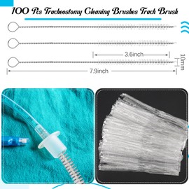 TrelaCo 100 Pcs Tracheostomy Cleaning Brushes Trach Brush Nylon Bristle Tracheostomy Brushes Pipe Tube Cleaning Brush for Tracheostomy Supplies, 10mm