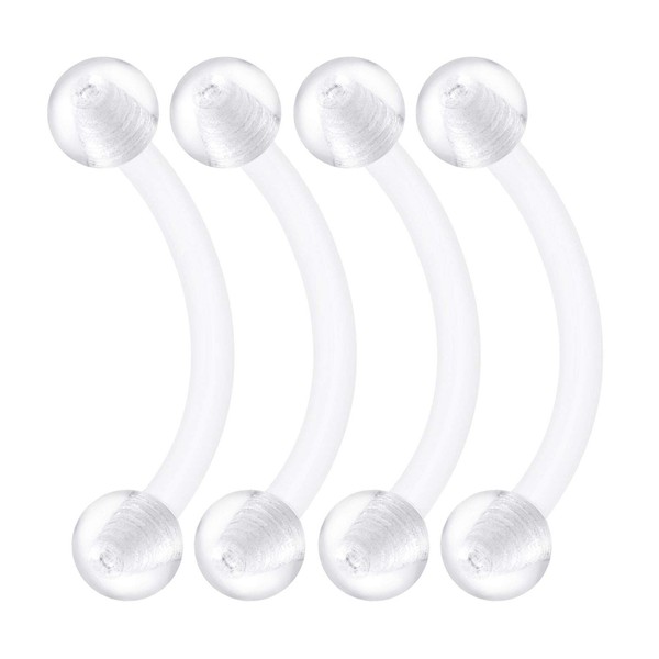 KJM Fashion 4 x transparent Bioflex banana ear earrings, 1.2