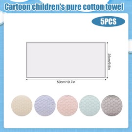 CavspkArt 5 Pcs Cute Children's Facial Towel, Soft Kids Face Towels 100% Cotton, Multicolor Kids Washcloth Towels, Baby Face Washer Hand Towels Cute Sun Rainbow Cloud Patterns 25 x 50 CM