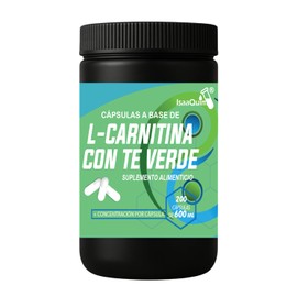 IsaaQuim L-Carnitina con Té Verde  Suplemento Alimenticio en Cápsulas  200 Cápsulas de 600 mg  Aporta 1.2 g de L-Carnitina y 0.29 g de Té Verde por...