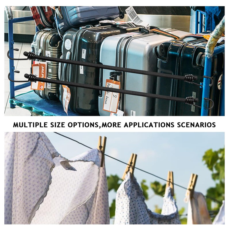 Murtenze 4Pack 32inch Black Bungee Cord with Hooks, Heavy Duty